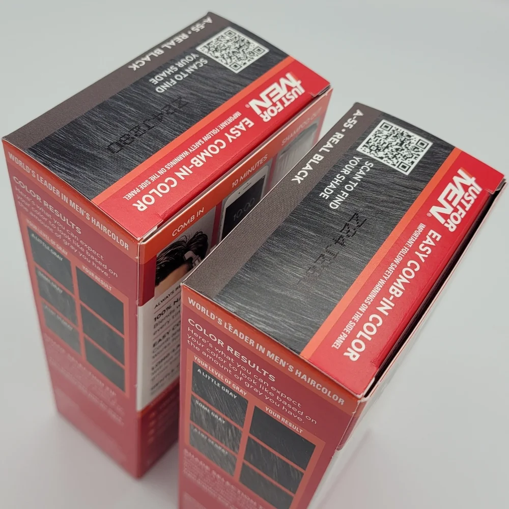 Just For Men Easy Comb-in Color Permanent Hair Dye Gray Coverage Real Black A-55